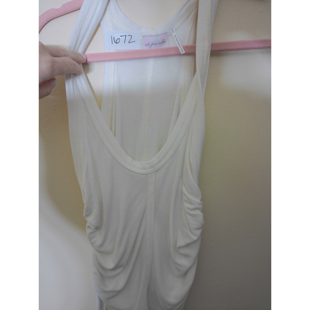 Out From Under Bodysuit Women XS Cream Ribbed Racerback Minimalist Basic